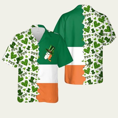 Irish St Patrick’s Day Green White And Orange Hawaiian Shirt