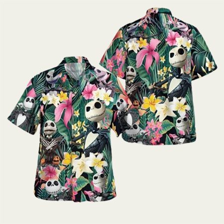 Jack Skellington Halloween Floral Hawaiian Shirt