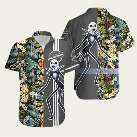 Jack Skellington Floral Pattern Hawaiian Shirt