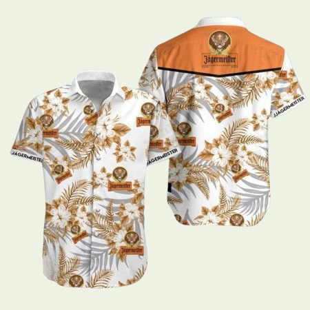 Jagermeister Floral White Pattern Hawaiian Shirt