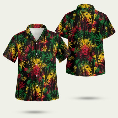 Jamaica Lion Colorful Weed Hawaiian Shirt