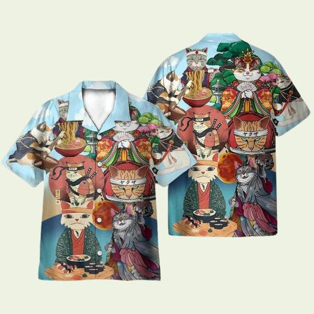 Japanese Neko Cat Funny Hawaiian Shirt