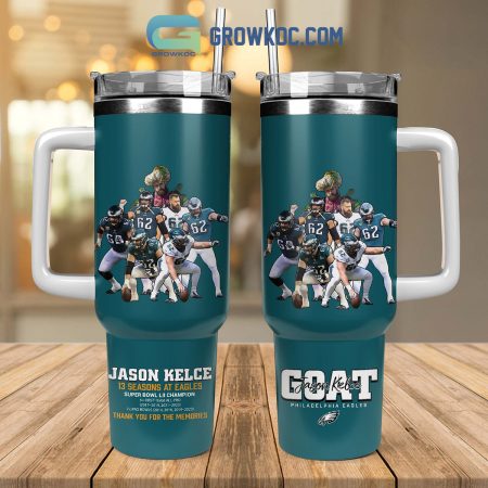 Jason Kelce 13 Season At Philadelphia Eagles 30oz or 40oz Stainless Tumbler With Handle NVA