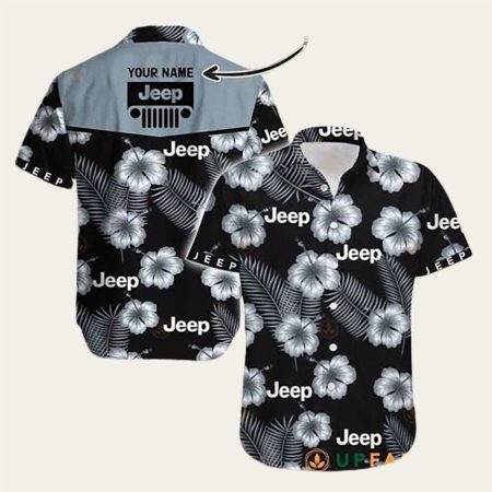 Personalized Jeep And Hibiscus Flower Pattern Hawaiian Shirt