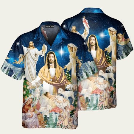 Jesus christmas miracle night hawaiian shirt