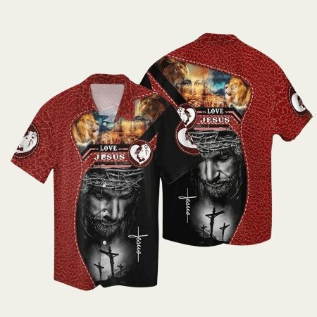 Jesus in heart red men hawaiian shirt