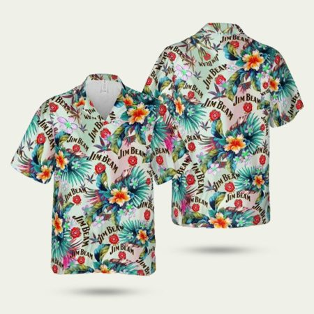Jim Beam Bourbon Whiskey Tropical Hawaiian Shirt