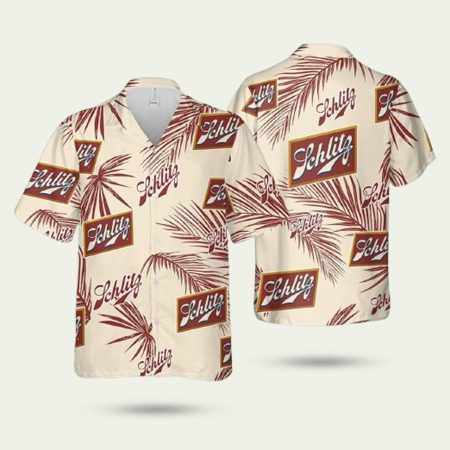 Joseph schlitz brewing palm leaves pattern hawaiian shirt