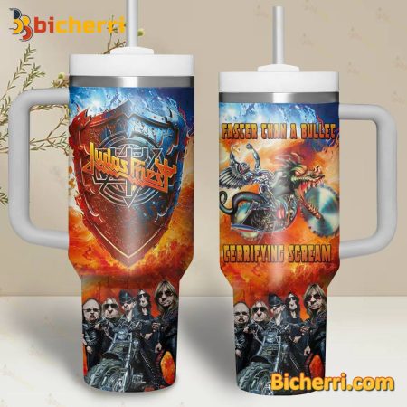 Judas Priest Fast Can A Bullet Terrifying Scream 30oz or 40oz Stainless Tumbler With Handle NVA