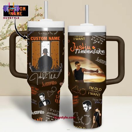 Justin Timberlake Justified Custom Quencher 30oz or 40oz Stainless Steel Tumbler With Handle NVA