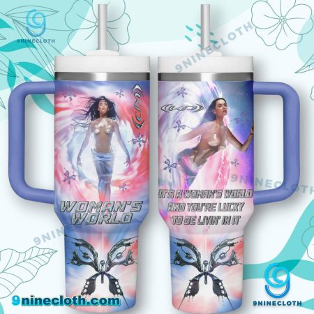 KP Its Womans World And Youre Lucky To Be Livin In It 40oz Tumbler With Handle HG