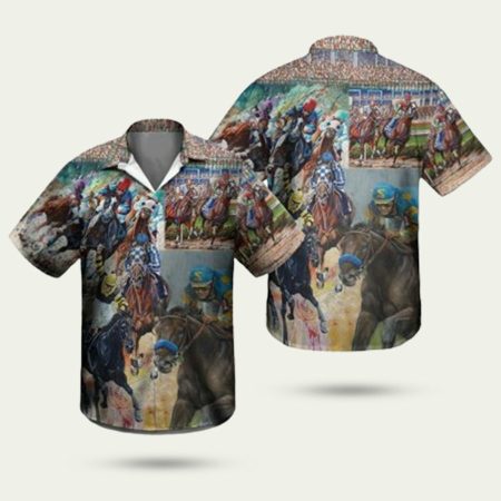 Horse Racing On Kentucky Derby Retro Pattern Hawaiian Shirt