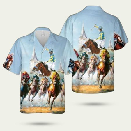 Kentucky Derby Horse Racing Watercolor Hawaiian Shirt