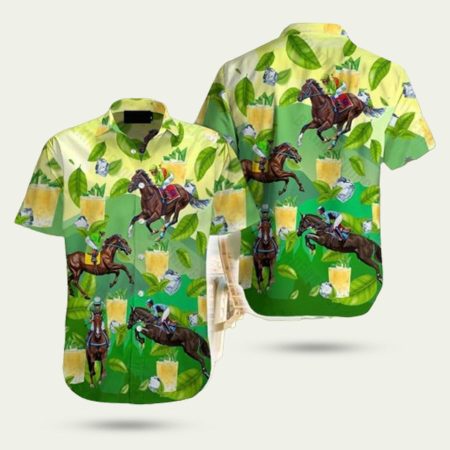 Kentucky Derby Mint Julep Drinking Green Hawaiian Shirt