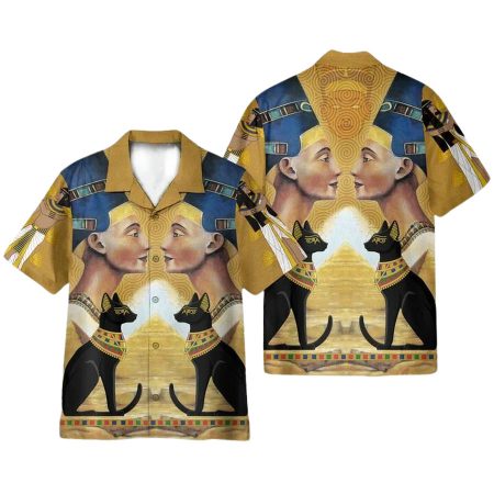 King And Black Cat Egypt Hawaiian Shirt