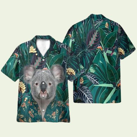 Koala In Tropical Green Leaves Hawaiian Shirt
