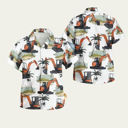 Kubota Excavator Button Hawaiian Shirt
