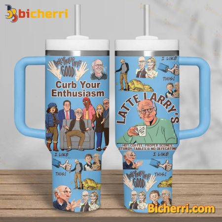Latte Larry’s Curb Your Enthusiasm 30oz or 40oz Stainless Tumbler With Handle NVA