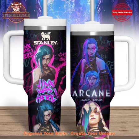 Arcane Jinx Was Here League of Legends 40oz   30oz or 40oz Stainless Steel Tumbler With Handle HG
