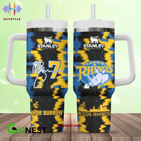 Leeds Rhinos Rob Burrow 7 Since 1913 Quencher 30oz or 40oz Stainless Steel Tumbler With Handle NVA