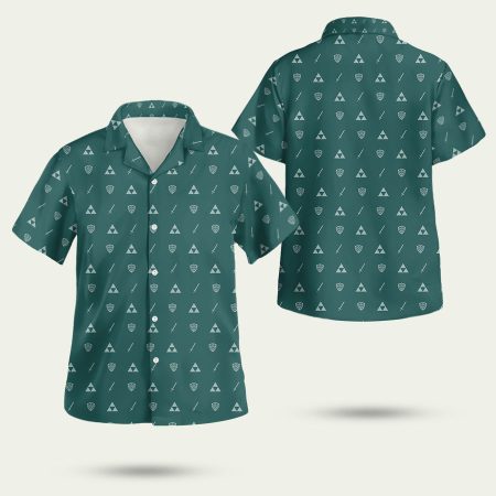 Legend Of Zelda Triforce Shield Sword Green Loz Hawaiian Shirt