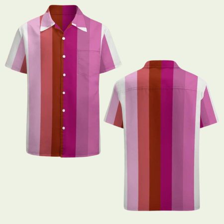 Lesbian Pride Flag Lgbt Vertical Stripe Hawaiian Shirt