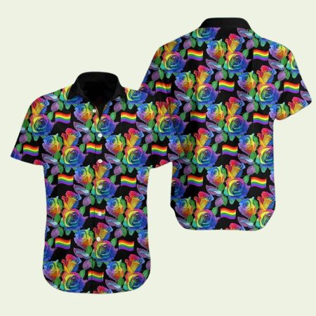 Lgbt Flag Rose Summer Vacation Hawaiian Shirt
