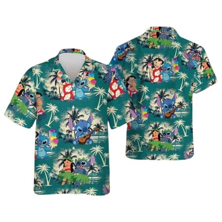 Lilo And Stitch Eating Ice Cream Disney Hawaiian Shirt