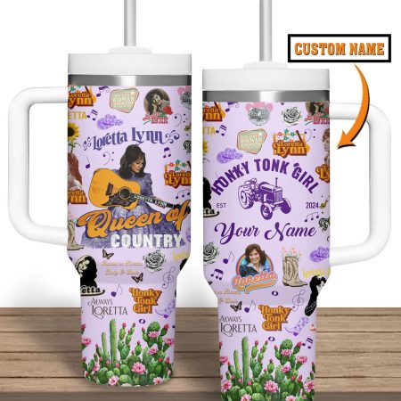 Loretta Lynn Customized   Purple  30oz or 40oz Stainless Steel Tumbler With Handle HG