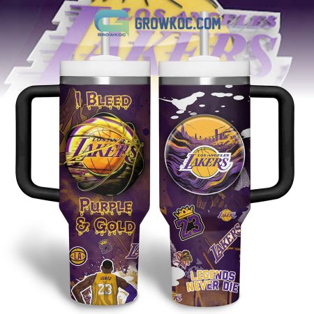 Los Angeles Lakers I Bleed Purple And Gold Legends Never Die 30oz or 40oz Stainless Tumbler With Handle NVA