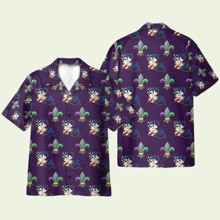 Louisiana Fleur De Lis Mardi Hawaiian Shirt