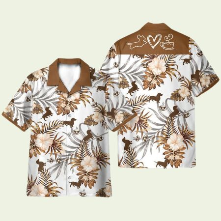 Love Dachshund Floral Pattern Hawaiian Shirt