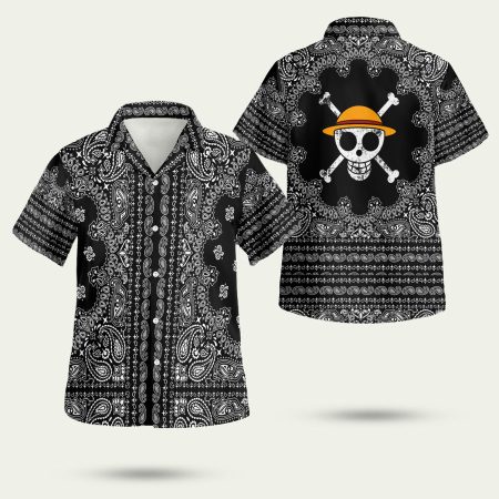 Luffy One Piece Black Pattern Hawaiian Shirt