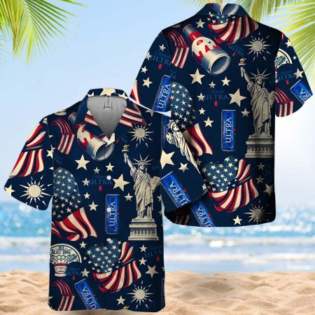 Michelob Ultra Us Liberties Vintage Hawaiian Shirt, Usa Michelob Ultra Button Down Short Sleeve Shirt, Michelob Ultra Summer Beach Aloha Shirts