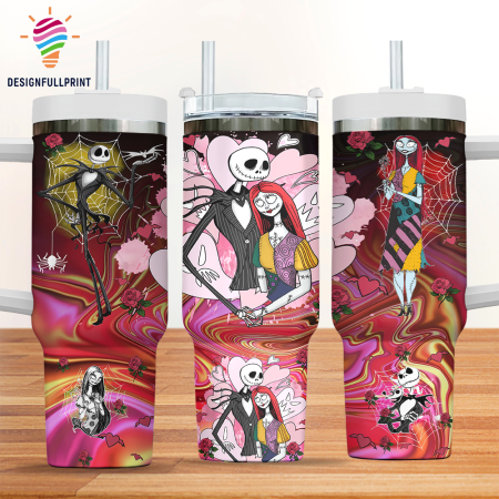 Hologram Red Jack and Sally Nightmare Before Christmas Valentine Gift for Her, Him on Birthday Xmas 30oz or 40oz Tumbler CP