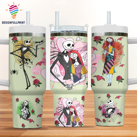 Grass Green Jack and Sally Nightmare Before Christmas Valentine Gift for Her, Him on Birthday Xmas 30oz or 40oz Tumbler CP