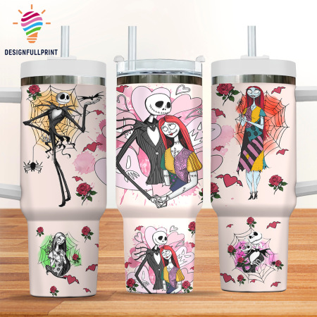 Rose Quartz Jack and Sally Nightmare Before Christmas Valentine Gift for Her, Him on Birthday Xmas 30oz or 40oz Tumbler CP (Copy)