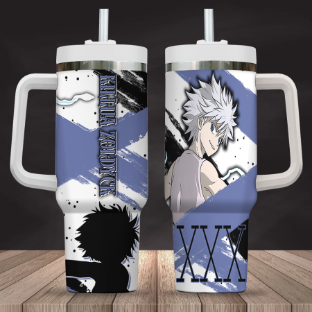 White Killua Zoldyck Hunter x Hunter Anime Custom Stanley Quencher  30oz or 40oz Stainless Steel Tumbler With Handle CP