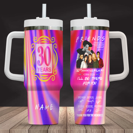 Hologram Colorful Friends TV Series Custom  Quencher 40oz Stainless Steel Tumbler CP With Handle