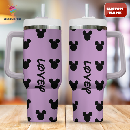 Light Purple Mickey Mouse Disney Cartoon  30oz or 40oz Quencher Stainless Steel Tumbler With Handle, Best Gift Idea CP