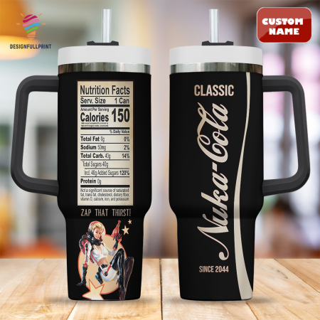 Black Fallout 4 Classic Nuka Cola Since 2044 Games Custom Quencher 30oz or 40oz CP Stainless Steel