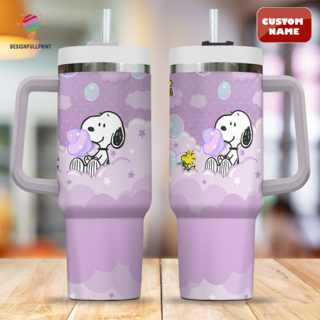 Light Purple Snopi Cartoon Custom Quencher 30oz Or 40oz Stainless Steel Tumbler With Handle CP