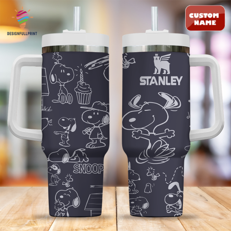 Navy Snopi Cartoon Custom Stanley Quencher CP 40oz or 30oz Engraved  Stainless Steel Tumbler With Handle