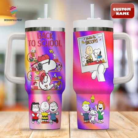 Hologram Colorful Snopi Cartoon Custom Quencher Stainless Steel Custom Quencher 30oz or 40oz Stainless Steel Tumbler With Handle CP