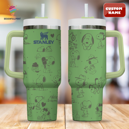 Snopi Cartoon Custom Stanley Quencher HG 40oz or 30oz Engraved  Stainless Steel Tumbler With Handle (Copy)
