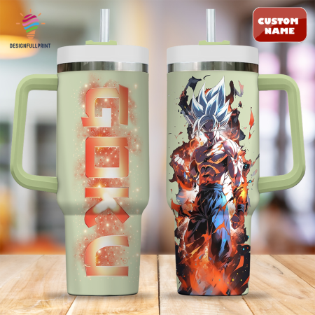 Grass Green Dragon Ball Personalized Son GoKu 30oz or 40oz Custom  Quencher  30oz or 40oz Stainless Steel Tumbler With Handle CP