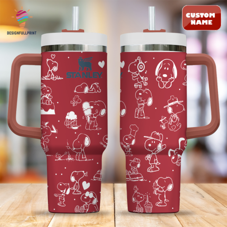 Red Snopi Cartoon Custom Stanley Quencher CP 40oz or 30oz Engraved  Stainless Steel Tumbler With Handle