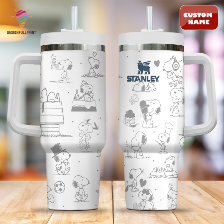 Snopi Cartoon Custom Stanley Quencher HG 40oz or 30oz Engraved  Stainless Steel Tumbler With Handle