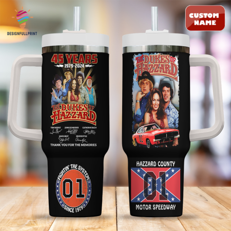 Black The Dukes Of Hazzard 1979-2024 Signature Custom Quencher 30oz or 40oz Stainless Steel Tumbler With Handle CP