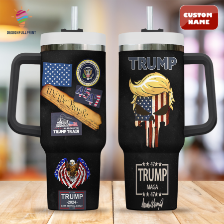 Black Trump 2024 Make America Great Again Quencher 30oz or 40oz Stainless Steel Tumbler With Handle CP